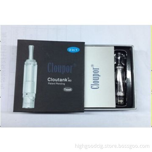 Hot selling wax/dry herb vaporizer cloutank, m3 tank with gift box package and high quality